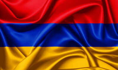 Armenia 3d waving flag close up silk curved fabric texture image