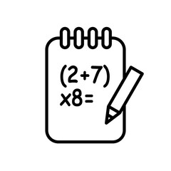 obliczenia, notatnik z  rachunkami - ikona wektrowa