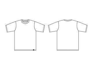 Blank adult unisex short sleeves t-shirt mockup front and back view, vector fashion illustration template