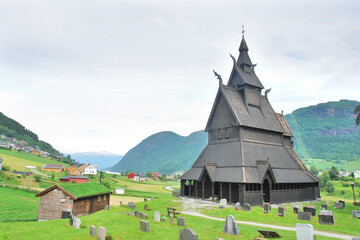 Fototapeta na wymiar Hopperstad Stave Church at the village of Hopperstad