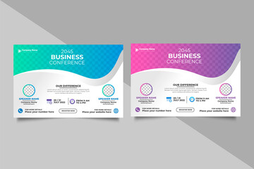 Corporate abstract business conference flyer or horizontal flyer and invitation banner live webinar
