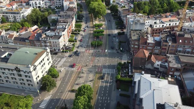 Aerial View of a Maint street crossroads in Brussels
