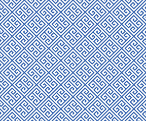 abstract blue and white greek key vector graphic seamless pattern geometrical wallpaper