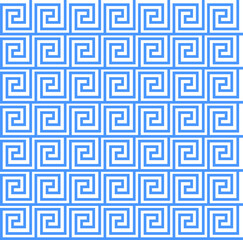 blue and white greek key, vector graphic seamless pattern geometrical wallpaper 