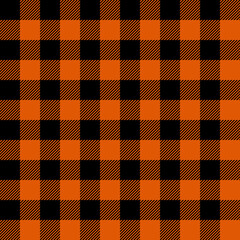 Orange and Black plaid pattern vector background, Tartan fabric texture