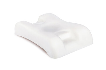 Anti wrinkle and anti aging beauty pillow isolated on white background. Orthopedic face pillow for wrinkle prevention with a Memory Effect. Medical treatment and comfort pillow. Sleeping support.