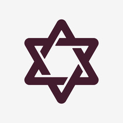 Star of David logo. Jewish religion sign. Symmetric decorative design element. Vector illustration