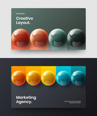 Simple 3D balls brochure layout composition. Creative web banner design vector template collection.