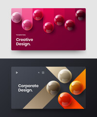 Modern 3D spheres company cover layout collection. Unique corporate brochure design vector concept bundle.