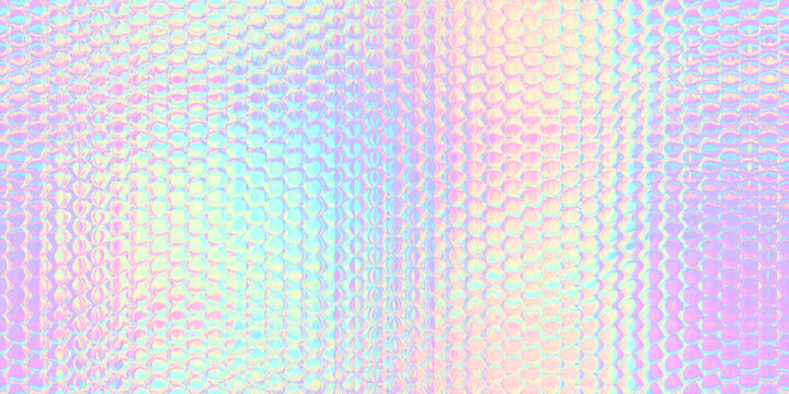 Seamless trendy iridescent rainbow corrugated ribbed glass background texture. Soft pastel holographic frosted window refraction pattern. Modern blurry pearlescent unicorn foil abstract 3D rendering.