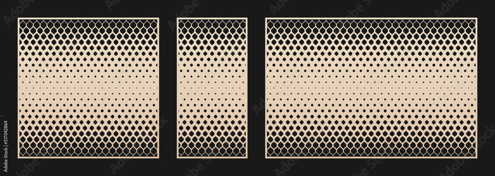 Poster decorative panels for laser cutting. vector cutout silhouette with abstract geometric pattern, halft