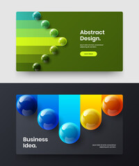 Multicolored 3D balls leaflet layout bundle. Creative flyer vector design illustration set.