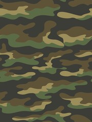 
Military camo vector pattern, seamless illustration for clothing, fabric print. Disguise. Forest background for hunting.