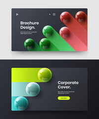 Modern realistic balls banner layout composition. Isolated website design vector illustration collection.
