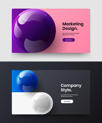 Minimalistic 3D balls catalog cover illustration composition. Multicolored pamphlet vector design concept bundle.