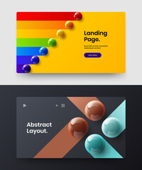 Amazing realistic spheres flyer template bundle. Abstract booklet vector design concept composition.