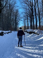 person walking in snow