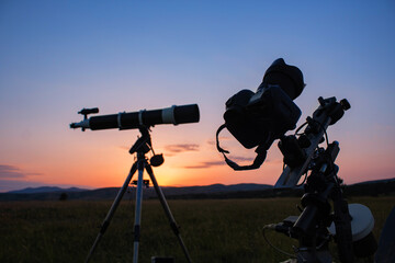 Astronomical telescope and camera equipment for capturing, observing stars, Milky way and planets...