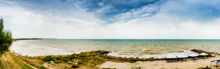 Fototapeta na wymiar sea landscape at the stormy weather, Azov sea, Ukraine