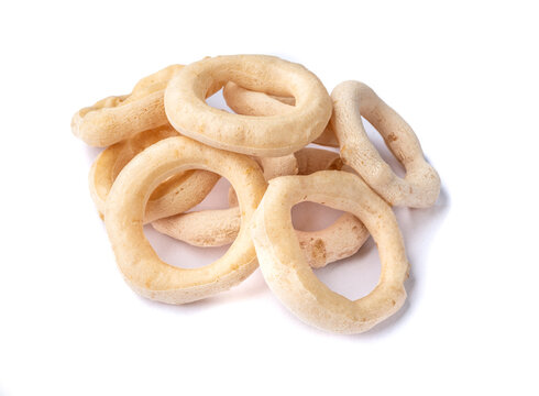 Traditional brazilian polvilho or starch biscuit isolated over white background