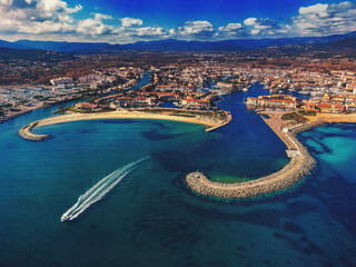 Aerial view of Port-Grimaud in the Var in France