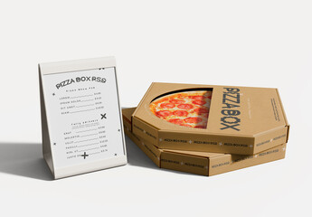 3D Two Pizza Boxes with Pizzeria Menu Mockup