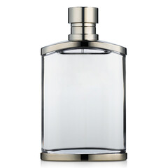 Cosmetic glass bottle mockup isolated on white background for shampoo, perfume , shower gel.