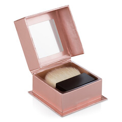 Mockup of an open blush palette with brush