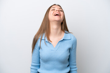 Obraz premium Young Lithuanian woman isolated on white background laughing