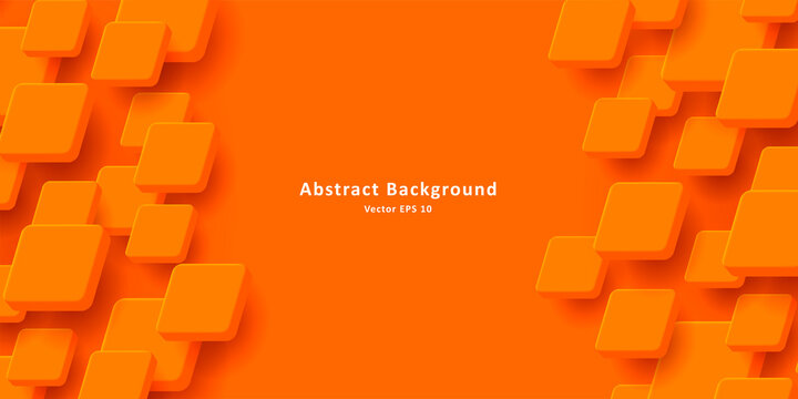 Abstract orange background with cubes overlaying and creating texture. Vector illustration