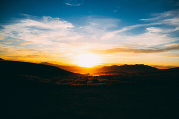 sunset in the mountains