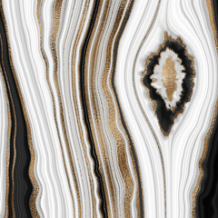Black and white with gold agate stone texture background