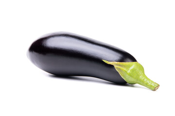 fresh and ripe eggplant isolated on white. healthy vegetable - obrazy, fototapety, plakaty