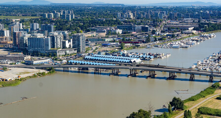 Airport Connector Bridge and Moray Bridge, side-by-side, in Richmond, BC, Canada, near Vancouver International Airport