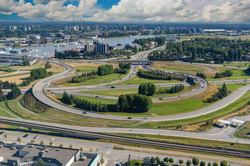 Highway interchance adjacent to Vancouver International Airport, Brittish Columbia, Casnada