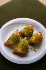 Turkish baklava with syrup and pistachio