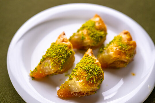 Turkish baklava with syrup and pistachio
