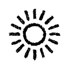 Hand painted sun symbol, hand drawn with crayon
