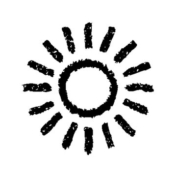 Hand painted sun symbol, hand drawn with crayon