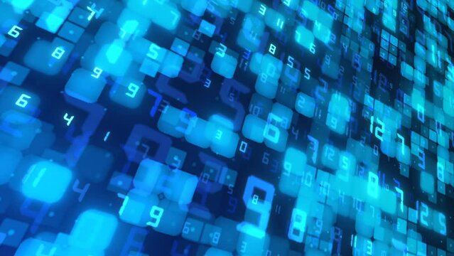Abstract information system cyberspace blue background with digital elements, innovation in future of computers
