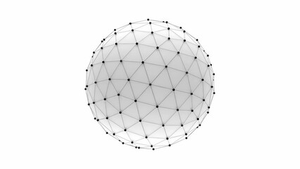 motion graphics abstract 3d mesh sphere, can be used to represent connectivity and telecommunications, globalization and market or a complex network 