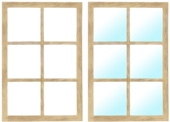 Set of Windows with and Withoug Glass Panes
