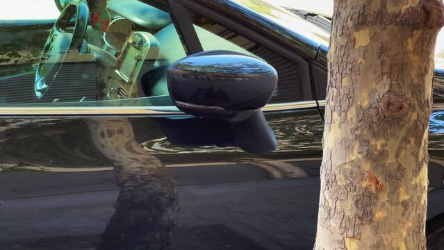 Car's side mirror hazard light blinking