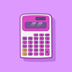 Calculator Vector Icon Illustration with Outline for Design Element, Clip Art, Web, Landing page, Sticker, Banner. Flat Cartoon Style