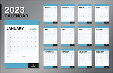 Calendar template. Vector Calendar layout with 12 month. 