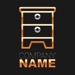 Line Furniture nightstand icon isolated on black background. Colorful outline concept. Vector