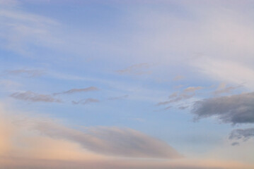 Beautiful clouds on blue sky, natural backdrop 