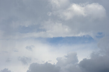 Fototapeta na wymiar Natural background of blue sky with white cumulus clouds