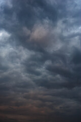 Scenic shot of dramatic sky with rainy clouds, natural backdrop 