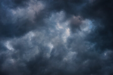 Scenic shot of dramatic sky with rainy clouds, natural backdrop 